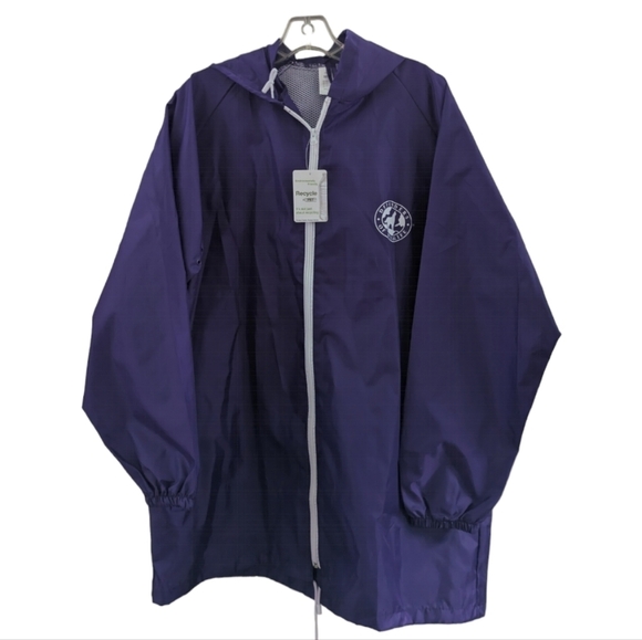Defenders of Wildlife Vented back purple long hooded windbreaker One Size NWT - Picture 1 of 5
